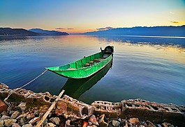 湖泊,船,河流