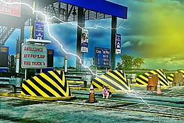 小猫,公路,高速公路