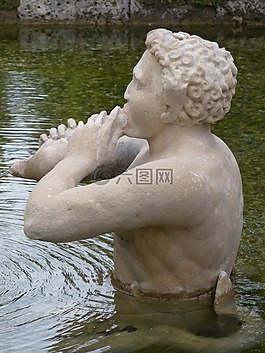石像,男子,鼓风机