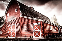 谷仓,红色,农村