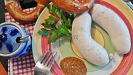 weisswurst,香肠,腌制的肉类
