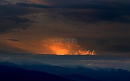 山,日落,顶