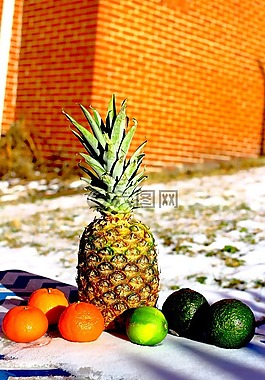 水果,菠萝,橙色