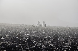 有雾,徒步旅行者,景观