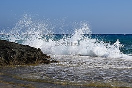 波,粉碎,海