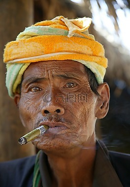 缅甸,男子,雪茄