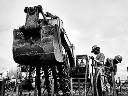 挖掘机,车辆,工人