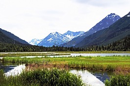 阿拉斯加州,山,景观