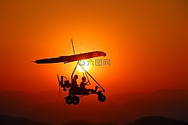 日落,飞机,剪影