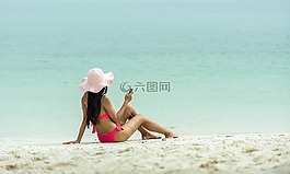 青少年,海滩,浴。