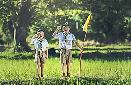 男孩,侦察兵,侦察