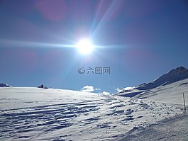 雪景,冬天,山