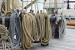 绳索,扭的绳,帆船