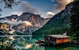 意大利,山,pragser的wildsee