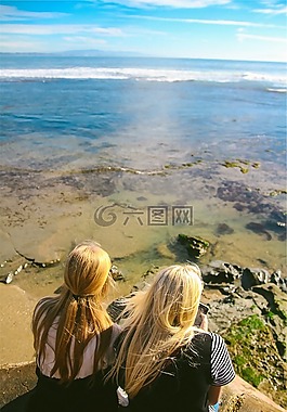 女孩,发短信,金发女郎