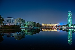 夜景,倒影,水面