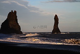 vik,冰岛,黑砂