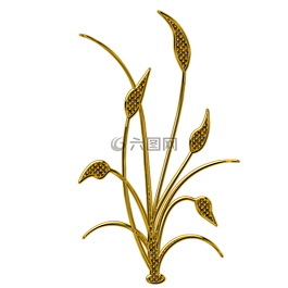 植物区系抽象形状,优雅的利莱斯设计,金色浮雕