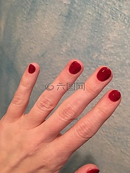 红色,指甲,漆成红色