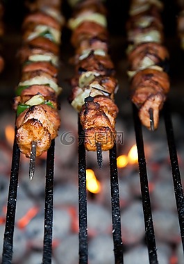 烧烤,牛肉,鸡