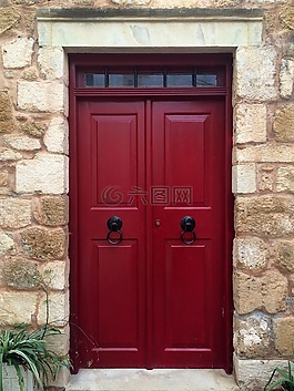 克里特岛,老房子,红门