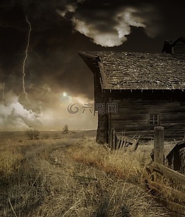 棚屋,雷暴,天空