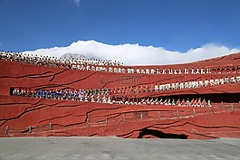 雪山,表演,藏族