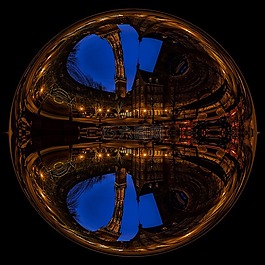 城市,蓝色小时,玻璃球