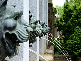 喷泉,狮子,喷
