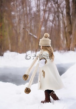 小女孩,冬天,雪