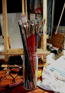 艺术家,工作室,画笔