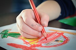 绘图,儿童,图