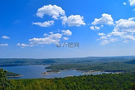 山景,湖,树