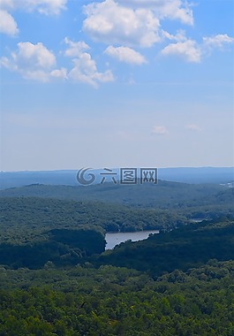 山景,湖,树