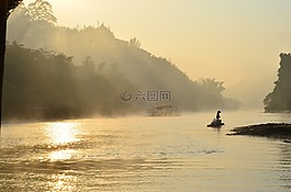江,小船,单