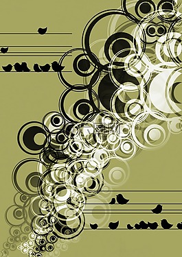 花饰,鸟类,剪影