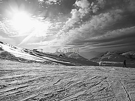 雪,山,黑色和白色
