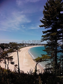 海滩,saint-铸leguildo,看到尖端的警卫