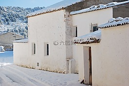 雪,屋顶,人