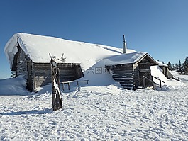 木屋,雪,芬兰