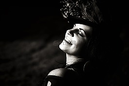 女孩,黑色和白色,美