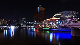 新加坡,夜,河