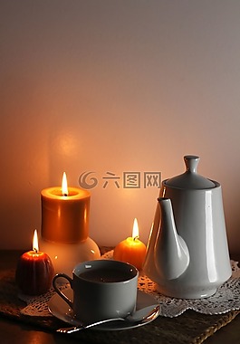 蜡烛,茶,咖啡
