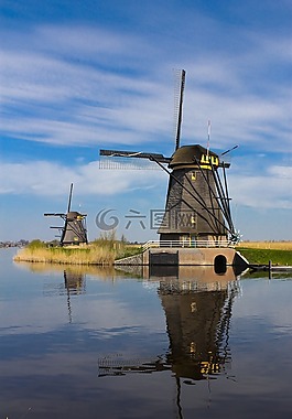 风车,荷兰,露天博物馆