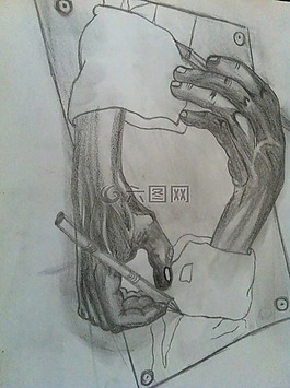 素描,铅笔素描,图
