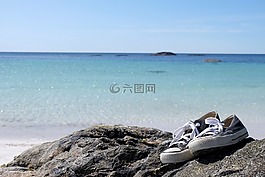 运动鞋,鞋,海洋