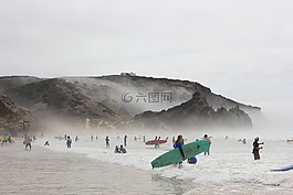 海滩,冲浪者,冲浪