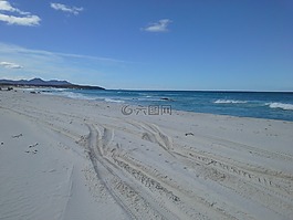 海滩,沙海滩,白