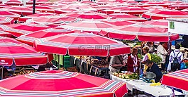 红色,城市,市场上