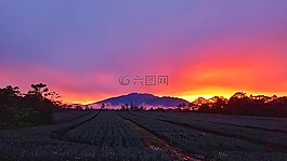 火山,图里亚尔瓦,日落